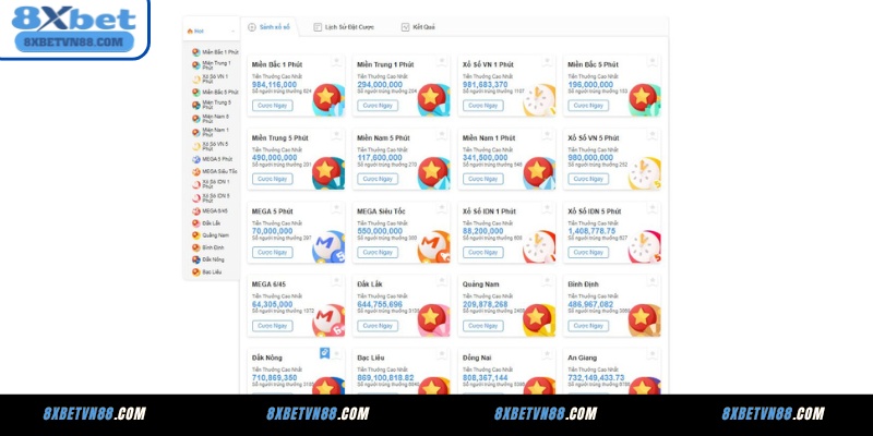 Xổ số 8XBET – Kết quả cập nhật nhanh, thưởng lớn